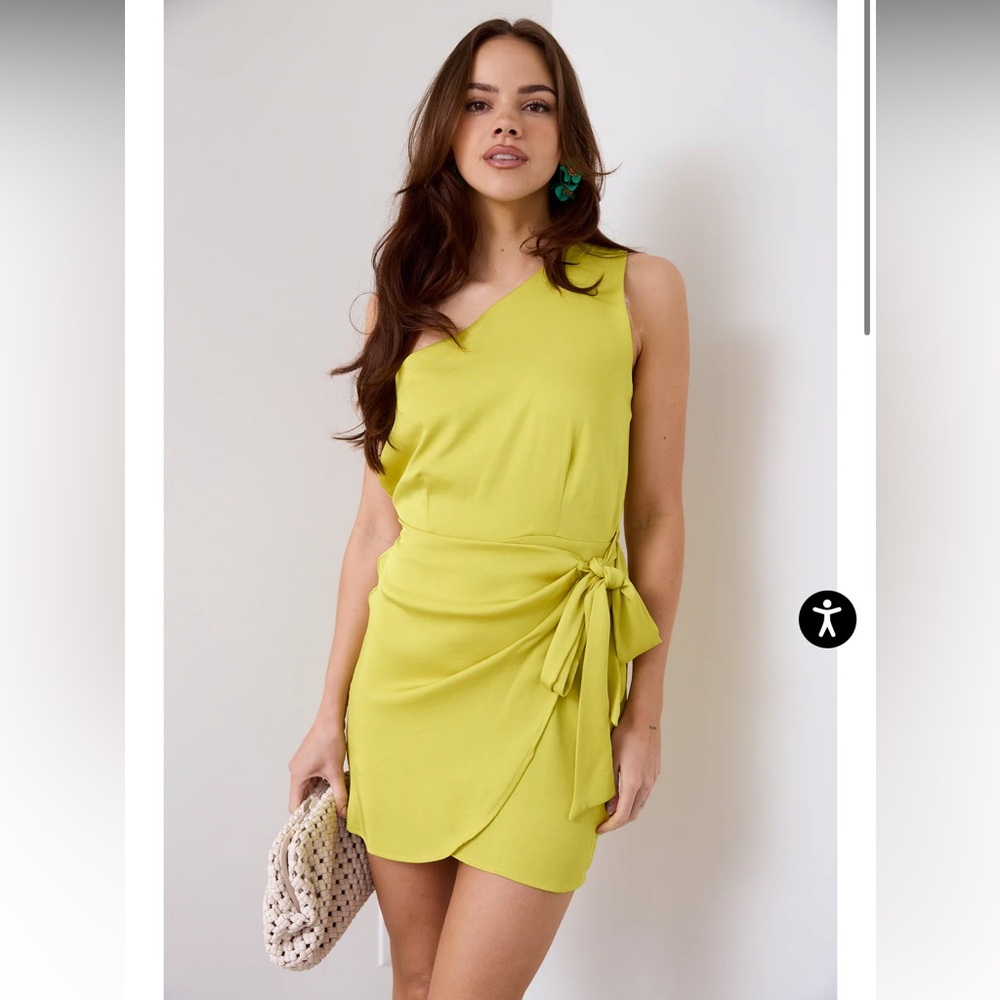 NWT FAB’RIK Drew One Shoulder Wrap Mini Dress